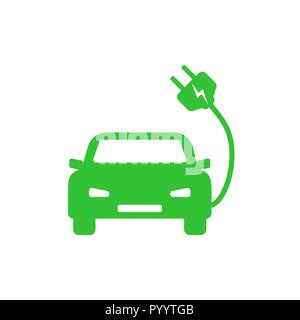 Electric auto icon. Flat design. Vector illustration. Stock Vector