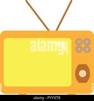 Old television set with antenna and buttons Stock Vector