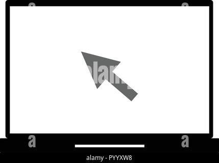 Laptop with black arrow on its display Stock Vector