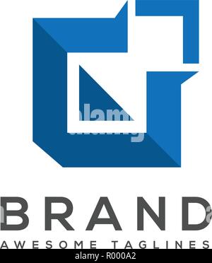 Abstract logo for business company. abstract construction design element,Square integrate, technology mix concept. Stock Vector