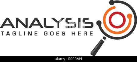 Search Engine Optimization and Abstract electronic technology creative sign. circle analysis search Magnifier logo Stock Vector