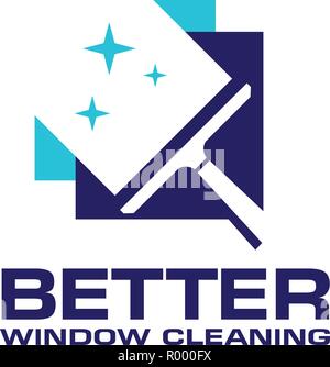 professional window cleaning washing service and household maintenance vector logo design Stock Vector