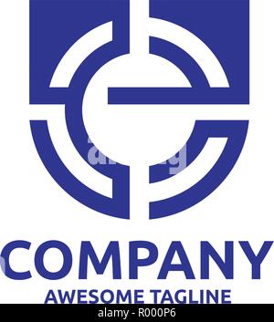 simple modern creative letter e as target icon vector, letter e logo concept Stock Vector