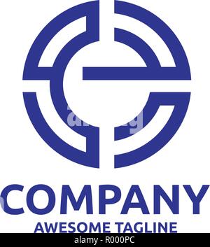 simple modern creative letter e as target icon vector, letter e logo concept Stock Vector