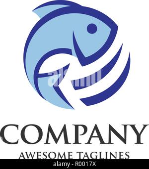 creative Sea fish abstract circle logo modern style logo vector Stock Vector