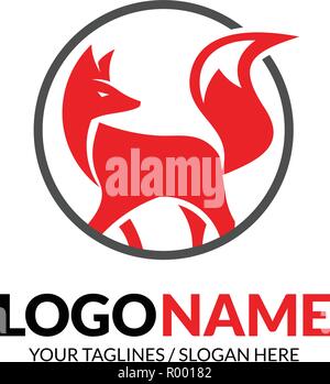 creative Fox with circle Vector Logo Template Stock Vector