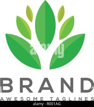 green leaf ecology nature element vector icon. Design shape leaf logo and abstract organic leaf logo. Stock Vector