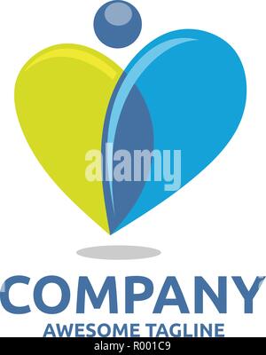 creative Human heart colorful logo vector concept illustration. Human character with heart symbol vector logo template Stock Vector
