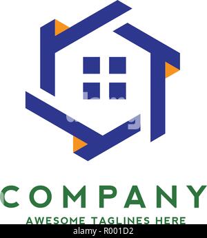 creative real estate logo with hexagon template concept, Property and Construction Logo with hexagon design Vector Stock Vector