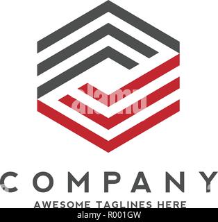 creative geometric lines as hexagon vector logo concept illustration Stock Vector