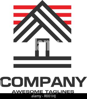 creative house logo vector create from lines concept Stock Vector