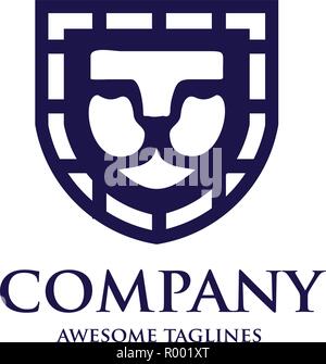 Lion shield logo design template, Lion head logo, Element for the brand identity Stock Vector