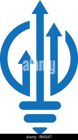 bulb lamp financial logo. bar chart and arrow marketing symbol. innovation idea. logo template ready for use Stock Vector