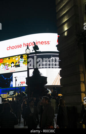 choose happiness, neon sign at trafalgar square Stock Photo