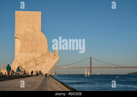 Monument to the Discoveries, Padrao dos Descobrimentos, on the banks of the Tagus River  (Rio Tejo) in the Belem district, Lisbon, Portugal. Stock Photo