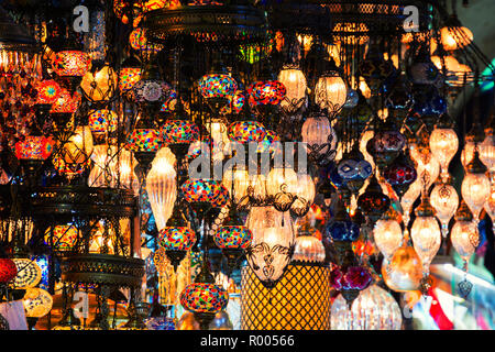 ISTANBUL, TURKEY - MAY 29, 2015: Grand Bazaar with unidentified people. It is one of the largest and oldest covered markets in the world, with 61 cove Stock Photo