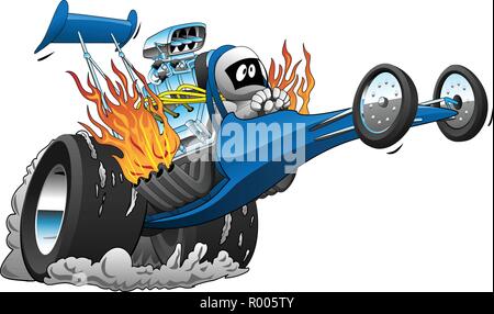 Top Fuel Dragster Cartoon Vector illustration Stock Vector