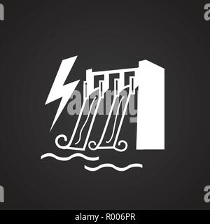 Hydro electro station on black background Stock Vector