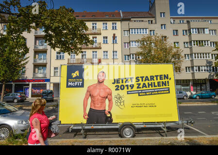Advertisement, fitness studio McFit, Turmstrasse, Moabit, middle, Berlin, Germany, Werbung ...