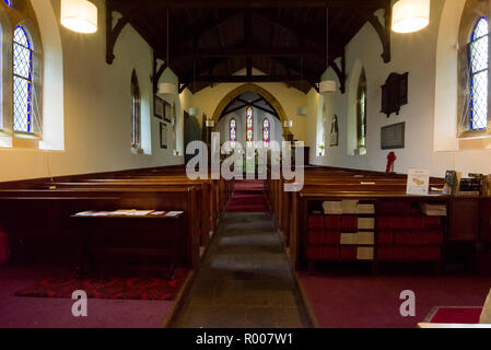 The interior of St Andrews Church at Borrowdale in the Lake District National Park, Cumbria, England. Stock Photo