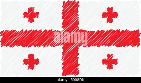Hand Drawn National Flag Of Georgia Isolated On A White Background ...