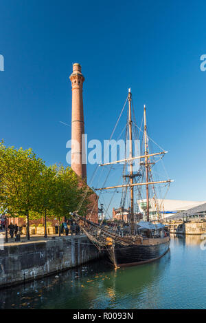 Tall ship Zebu, Royal Albert Docks, Liverpool, Merseyside, England Stock Photo