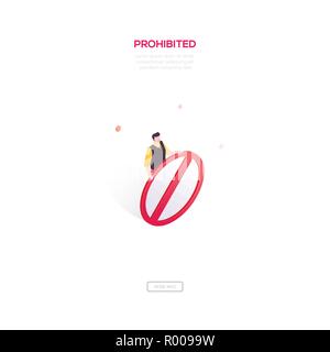 Prohibited sign - modern isometric vector web banner Stock Vector