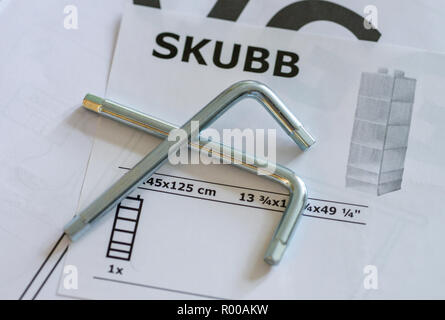 IKEA Construction instructions, IKEA Aufbauanleitung Stock Photo