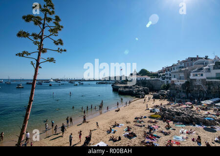 City beach Praia da Rainha in Cascais, Portugal. Stock Photo