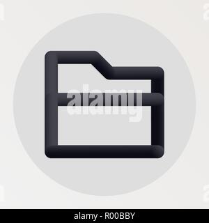 Folder blended bold black line icon. Vector illustration of folder shape fluid pictogram in a circle over white background for your design Stock Vector