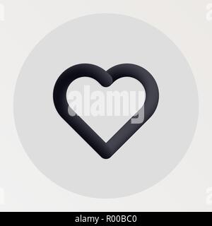 Heart blended bold black line icon. Vector illustration of heart shape fluid pictogram in a circle over white background for your design Stock Vector