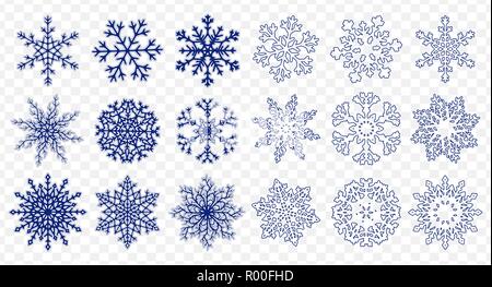 Huge set of blue snowflakes Stock Vector