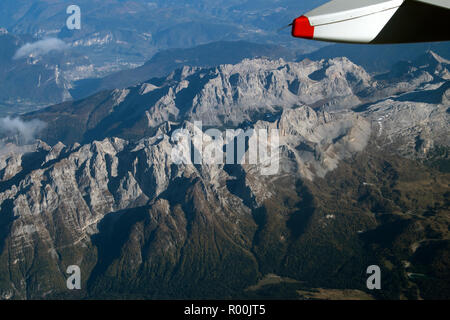 Italian Alps from above taken from an airplane window. Italy 2018 2010s,  HOMER SYKES Stock Photo