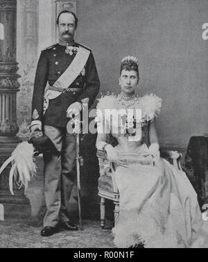 Digital improved reproduction, Frederick VIII, 1843 - 1912, was King of Denmark from 1906 to 1912 and Louise of Sweden, Louise Josephine Eugenie, 1851 - 1926, was Queen of Denmark, original print from the year 1899