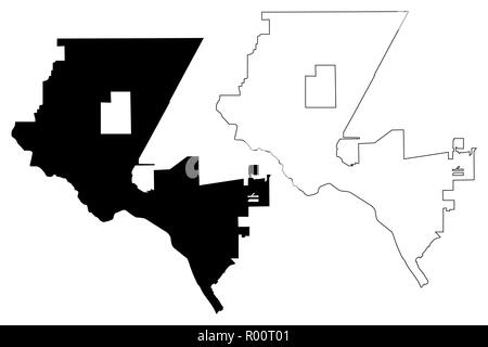 El Paso City ( United States cities, United States of America, usa city) map vector illustration, scribble sketch City of El Paso map Stock Vector