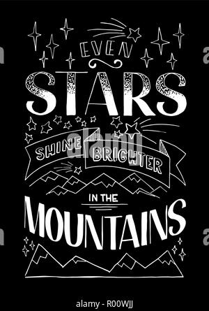 Even stars shine brighter in the mountains Stock Vector