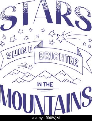 Stars shine brighter in the mountains Stock Vector