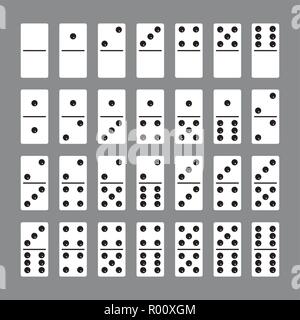 Dominos bones set 28 pieces for game, flat vector illustration Stock Vector