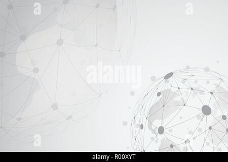 Abstract dotted line mesh over global planet background with copy space. Vector illustration Stock Vector