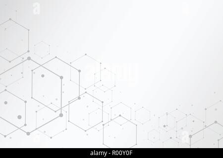 Abstract hexagonal molecular structures background with copy space. Vector illustration Stock Vector
