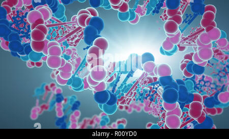 Concept Of Biochemistry With Dna Molecule On Blue Background Stock Photo