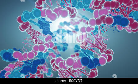 Concept Of Biochemistry With Dna Molecule On Blue Background Stock Photo