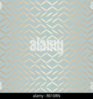 Seamless vector geometric golden element pattern. Abstract background copper texture on blue green. Simple minimalistic graphic print Stock Vector