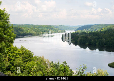 The Moselle river valley from Villey-Saint-Étienne, Meurthe-et-Moselle, France, Europe Stock Photo