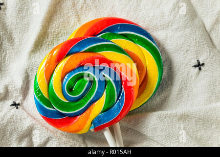 Sweet Multi Colored Lollipops on a Stick Stock Photo