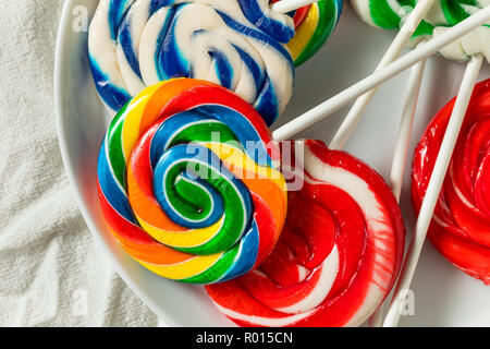 Sweet Multi Colored Lollipops on a Stick Stock Photo