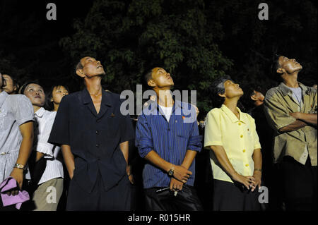 Pjoengjang, North Korea, locals at an amusement park in Pjoengjang Stock Photo