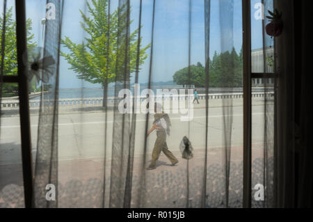 Wonsan, North Korea, Everyday street scene in the coastal town of Wonsan Stock Photo