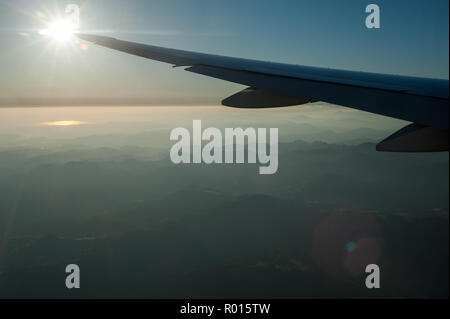 Switzerland, Flight from Singapore to Zurich Stock Photo