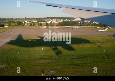 Zuerich, Switzerland, landing at the airport Zuerich-Kloten Stock Photo